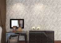 Ivory White Embossed Floral Pattern Wallpaper / Wall Coverings For Shop Walls