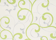 Πράσινη και αργυροειδής Washable βινυλίου ταπετσαρία, σύγχρονη κάλυψη τοίχων καθιστικών